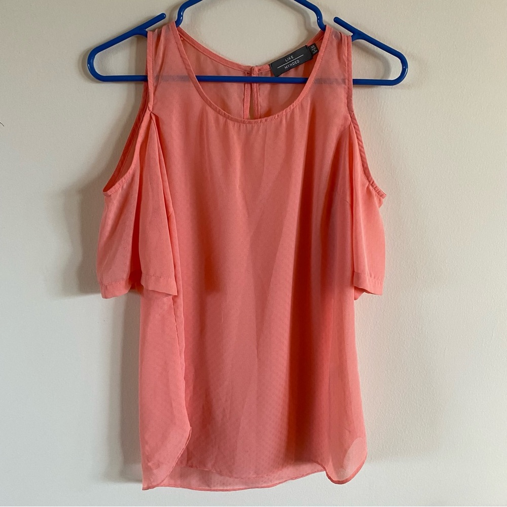 Like mynded coral chiffon off shoulder blouse XS